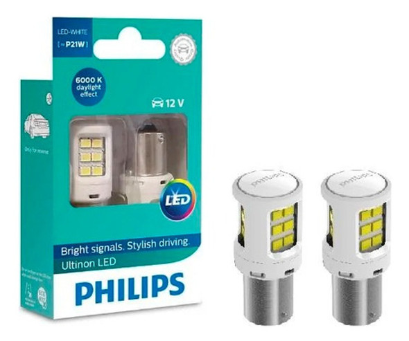 Lamparas Led Blanca Ba15d Philips Ultinon 12v 160% + Luz 0
