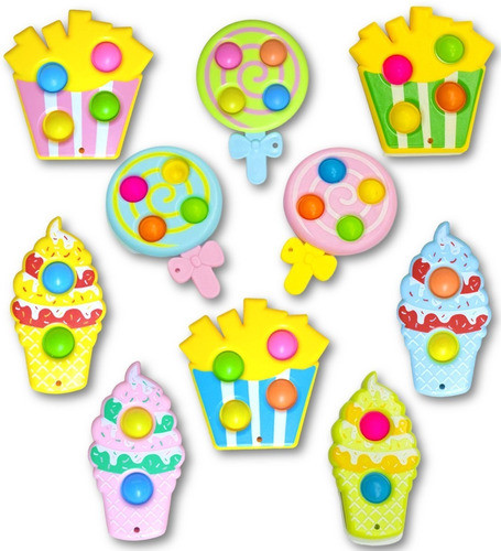Llavero Pop It Paleta Helado Papitas Combo X12 Fidget Dulces 1