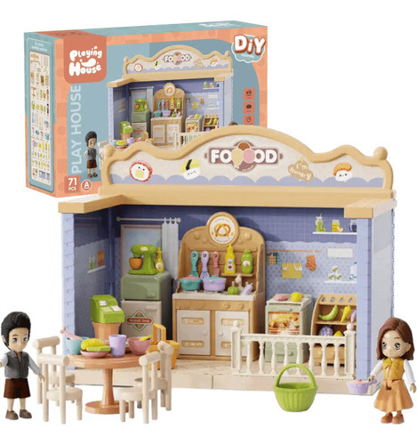 Playset 71 Piezas Cocina Muñecos Accesorios Muebles Casita 0