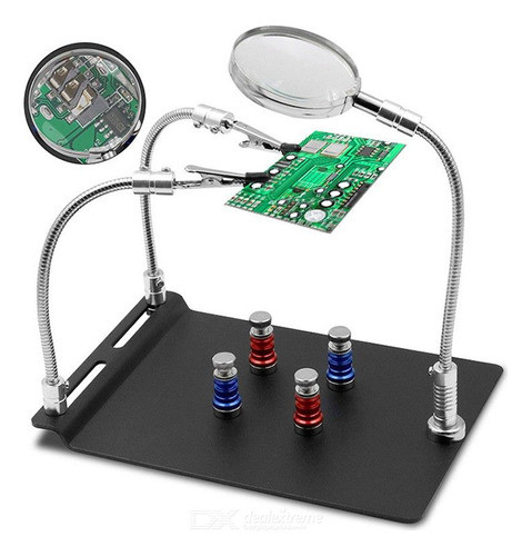 Mesa Suporte Solda Bancada Magnética Terceira Mão Lupa Nfe 1