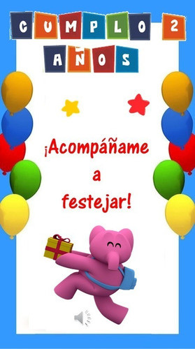 Video Tarjeta Invitación Digital Virtual- Pocoyo 1
