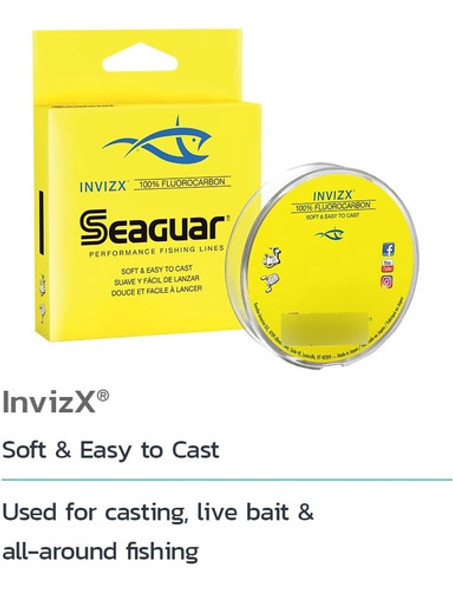 Seaguar Invizx Línea Pesca Fluorocarbono 1000 Yd 25 Lb 1 Seaguar Invizx Línea Pesca Fluorocarbono 1000 Yd 25 Lb 1