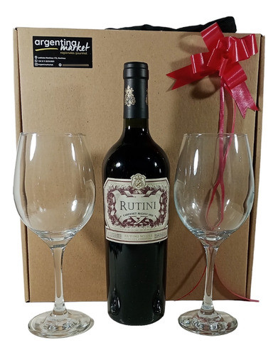 Caja Gourmet Vino Rutini Malbec Cabernet Copas Regalos 0