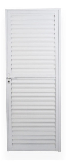 Porta De Alumínio Palheta Lamela Direita Branca 210x80cm 1 Porta De Alumínio Palheta Lamela Direita Branca 210x80cm 1