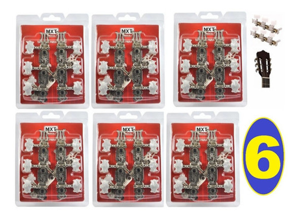 Tarraxa Para Violão Pino Fino Cromada Kit Com 6 Pares 0
