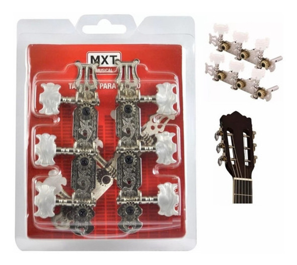 Tarraxa Para Violão Pino Fino Cromada Kit Com 6 Pares 1