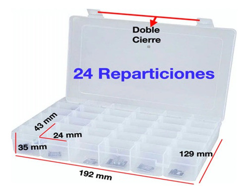 Organizador Plástico 24 Reparticiones Transp. Y Desmontable 1