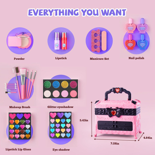 Kit De Maquiagem Gorispi Kids Girl 66 Unidades Lavável E Não 1
