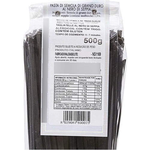 Pasta Di Grano Tagliatelle Nero De Sepia Camp'oro 500g (3 X) 1