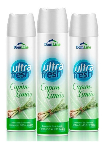 Kit 3 Aromatizantes Capim Limão Ultra Fresh Baston Bom Ar 0