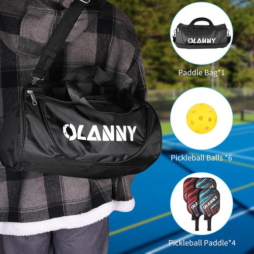 Juego De Pickleball: 4 Palas, 6 Pelotas, Grip Suave Y Bolsa 1