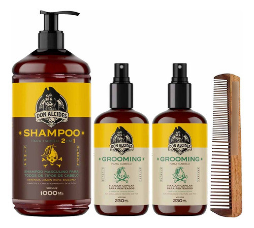 Shampoo 1l E 2x Grooming Lemon Bone Pente Duplo Don Alcides 0