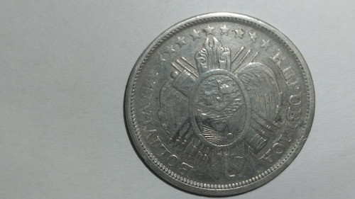 Moneda De Bolivia - 50 Cventavos - Año 1892 - Plata 1