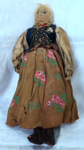 Antigua Muñeca Tipo Lenci Vestido Creppe B15 0