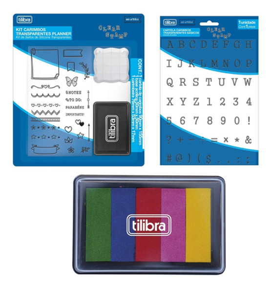Kit De Carimbos Cartela Transparente + Almofada - Tilibra 0