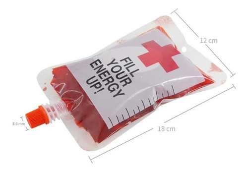 Kit Com 10 Bolsas De Sangue Falso Para Bebidas - Energy 1