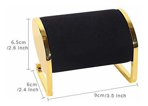 Soporte Exhibidor De Reloj Metal Dorado Y Terciopelo Negro 1