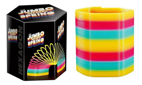 Resorte Magico Hexagono Multicolor Jumbo En Caja 9cm 0