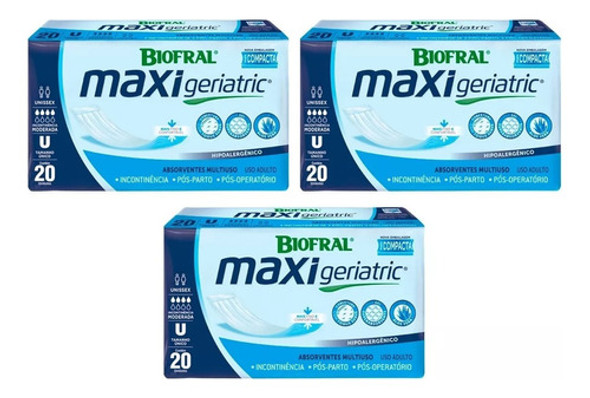 Absorvente Biofral Maxi Geriatric Kit 3 Pacotes C/20 Unid 0 Absorvente Biofral Maxi Geriatric Kit 3 Pacotes C/20 Unid 0