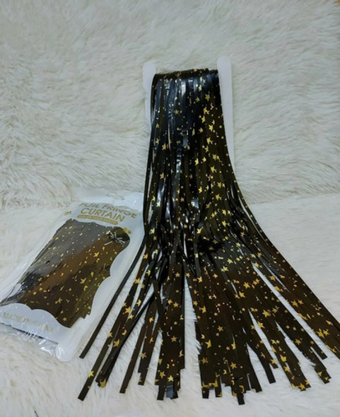 Cortina Papel Con Estrellas Metalizada 1x2m Flecos Cotillon 1