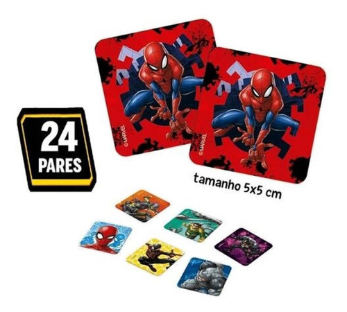 Jogo De Memória Marvel Homem Aranha 24 Pares 8016 - Toyster 1