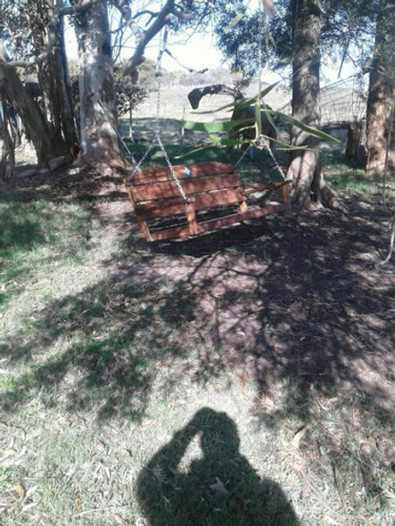 Hamaca De Jardín En Madera Rustica Con Cadenas 1