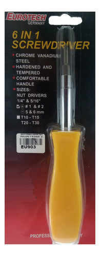 Destornillador Eurotech 6x1 Para Punta Phillips Y Planos 0