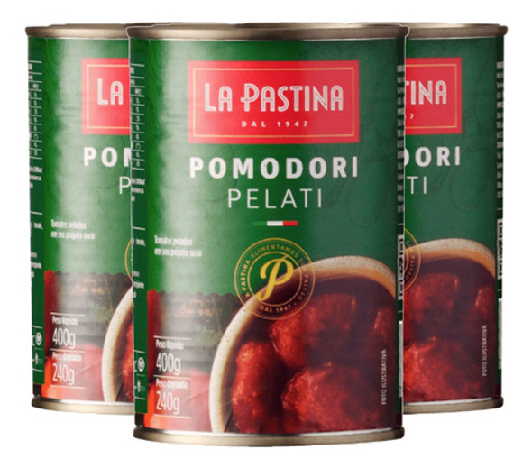 Tomates Pelados La Pastina 400g (3 Latas) Kit La Pastina 0