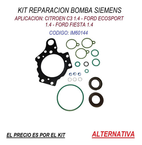 Juego Juntas Bomba Siemens Ford Ecosport Fiesta C. C3 1.4 1