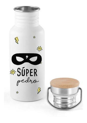 Botella Termica Personalizada Frio/calor Con Tapa De Bambú 1
