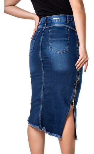 Saia Jeans Midi Evangélica Zíper Lateral Anagrom Ref.177 1