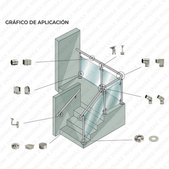 Unión Articulada 90º Caño Redondo 38,1mm Acero Inoxidable 1