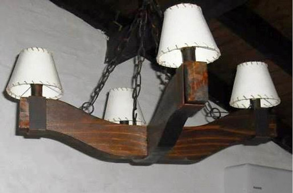 Araña En Madera E Hierro Rustico  De 4 Luces,oferta!!! 0