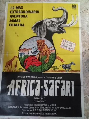 Poster Pelicula * Africa Safari   * Año 1969 - Original 0