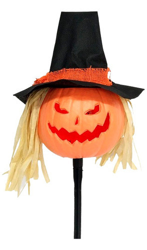 Calabaza Espantapajaros Con Sombrero Con Luz Led Halloween 0
