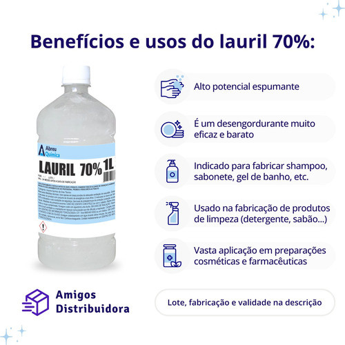 Formador Espuma Lauril  70 Liquido 3 Lt Cosmético Higiene 1