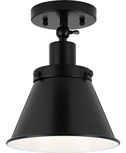 Hinton Collection 1-light Matte Black Vintage Semi-flush Mou 0