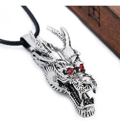 Dragon Ojos Rojos Animales Collar De Acero Inoxidable Antigu 1