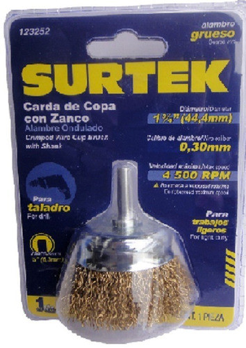 Cepillo Copa Vastago 1/4  De 1. 3/4  X 30 Mm Surtek 123252 0