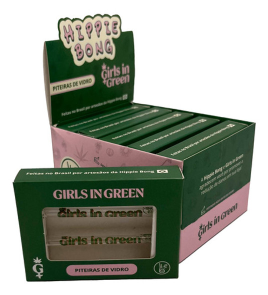 Piteira Girls In Green Hippie Bong Vidro 5 Mm Longa 0