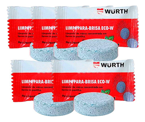 Kit 5 Pastilhas Limpa Para Brisa Reservatorio Carro Wurth 0