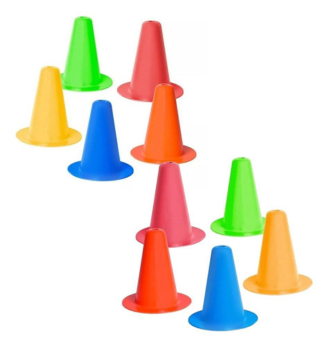 10 Conos Rigido Base Cuadrada Mediano Entrena Funcional C 0