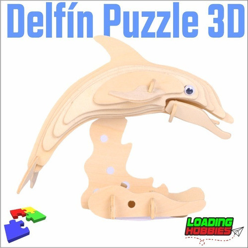 Delfin Para Armar Madera Rompecabezas Puzzle 3d Decorativo 1