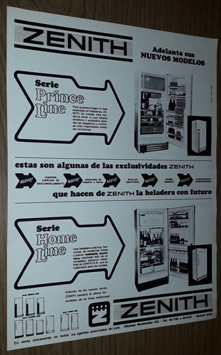 P254 Clipping Publicidad Heladeras Zenith Año 1968 0