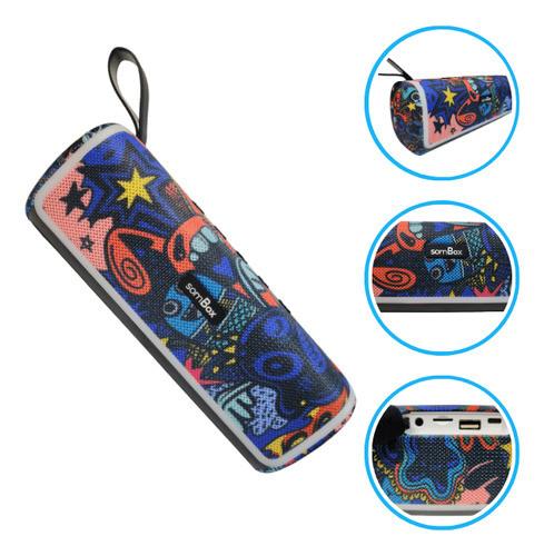 Caixa De Som Bluetooth Estampada 20w 2400mah Som Box 0