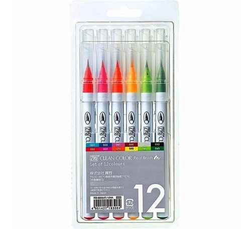 Marcadores Zig Kuretake Clean Brush Punta Pincel X12 0