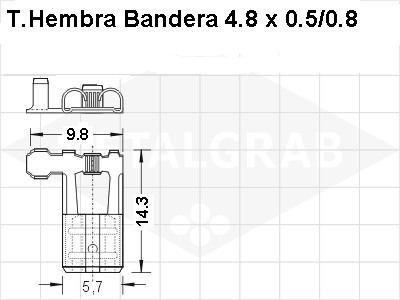 Terminal Instalacion Pala Hembra Bandera 4.8x0.5mm X 200 Uni 0