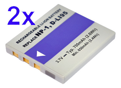 2 X 3.7v Batería Para Pentax D-li95 Optio E75 Optio E85 Opti 1