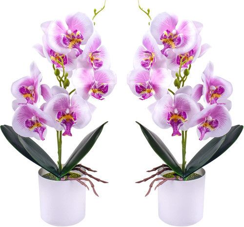 Flores De Orquideas Artificiales De Seda Morado - 2 Piezas 0