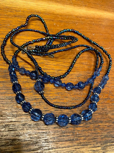Luli Collar Cuentas Facetadas Azul Y Tornasoladas 3 Vueltas 1